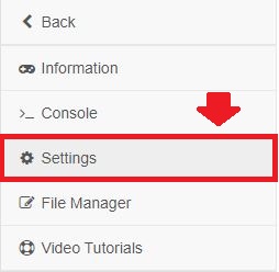 Settings page