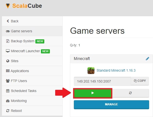 Scalacube start server