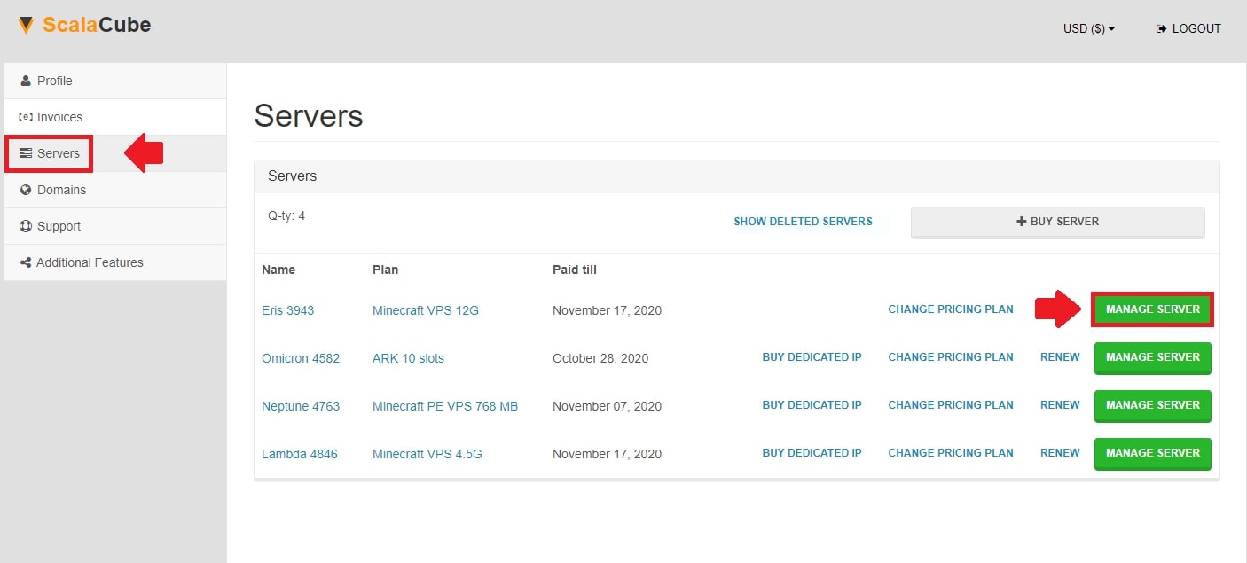 Scalacube server page