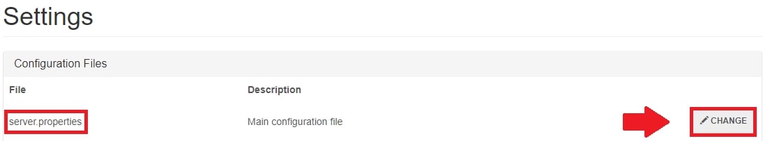 Server.properties page