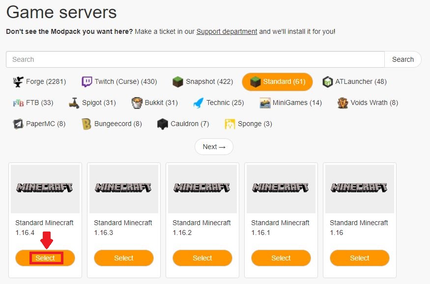 Select game server