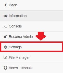 Settings page