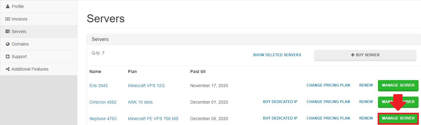 Scalacube servers page