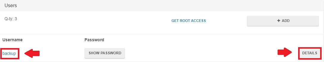 Backup FTP details button