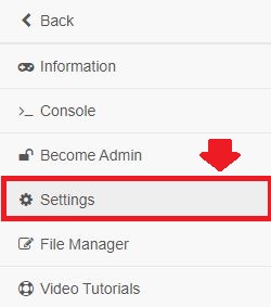 Server settings page