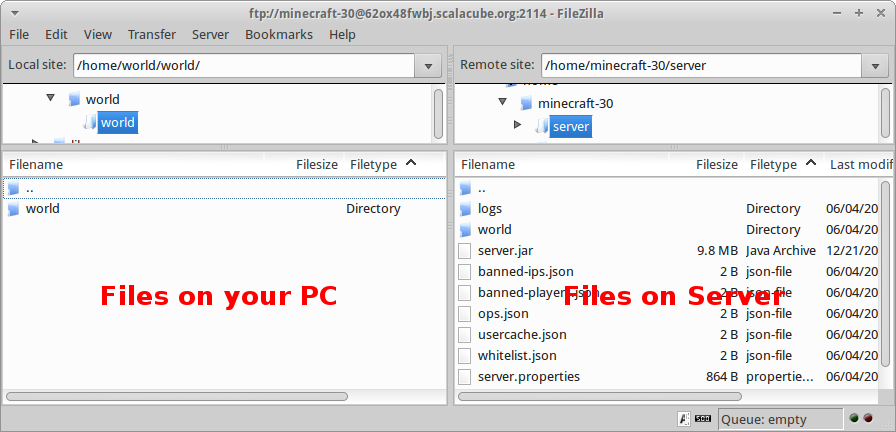 scalacube filezilla could not connect to server