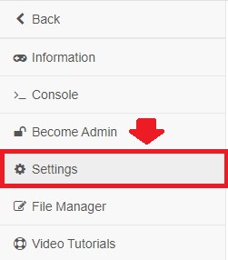 Settings page