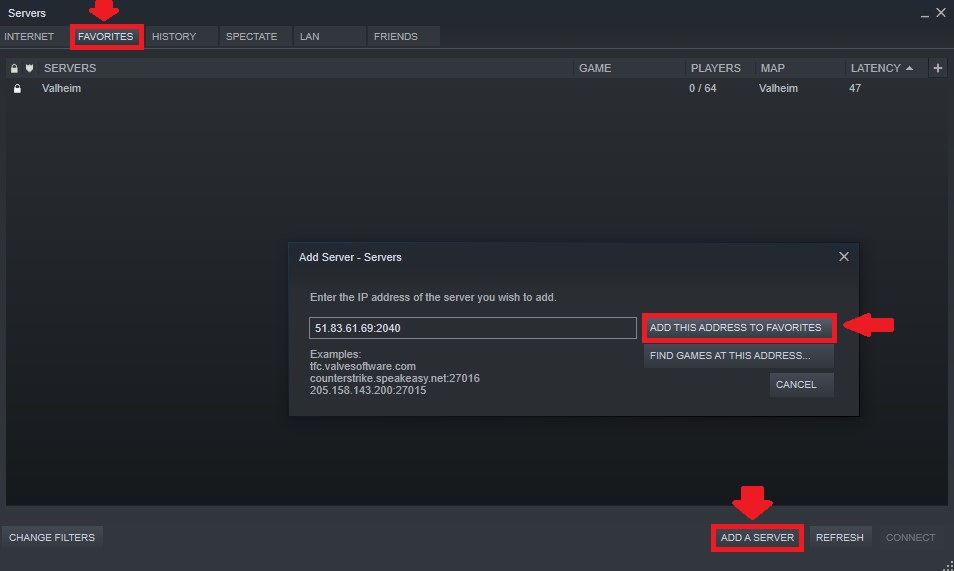 Add server to favorites