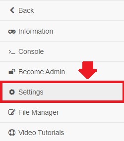Settings page