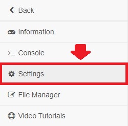 Settings page